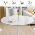 Mid-Century Modern runder Küchen- oder Esstisch mit hochwertiger MDF-Platte und Stahlsockel für das Esszimmer