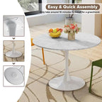 Mid-Century Modern runder Küchen- oder Esstisch mit hochwertiger MDF-Platte und Stahlsockel für das Esszimmer