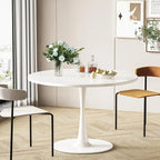 Mid-Century Modern runder Küchen- oder Esstisch mit hochwertiger MDF-Platte und Stahlsockel für das Esszimmer