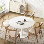 Mid-Century Modern runder Küchen- oder Esstisch mit hochwertiger MDF-Platte und Stahlsockel für das Esszimmer