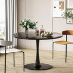 Mid-Century Modern runder Küchen- oder Esstisch mit hochwertiger MDF-Platte und Stahlsockel für das Esszimmer