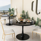 Mid-Century Modern runder Küchen- oder Esstisch mit hochwertiger MDF-Platte und Stahlsockel für das Esszimmer