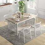 Moasis 70-Inch Large Kitchen Dining Table for 6-8 People, Farmhouse Industrial Kitchen Table with Storage Shelf
